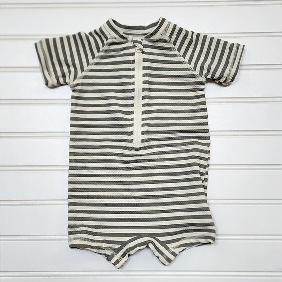 Quincy Mae Other - Quincy Mae Sea Green Stripe Boys Zip Rashguard Swimsuit